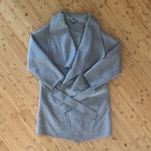 All Saints Shawl Collar Wrap Front Coat